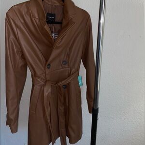 • brown leather coat • never worn